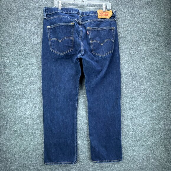 Levis 501 Jeans Mens 36x30 (36x29) Blue Button Up Dark Wash Straight Leg - Picture 5 of 15